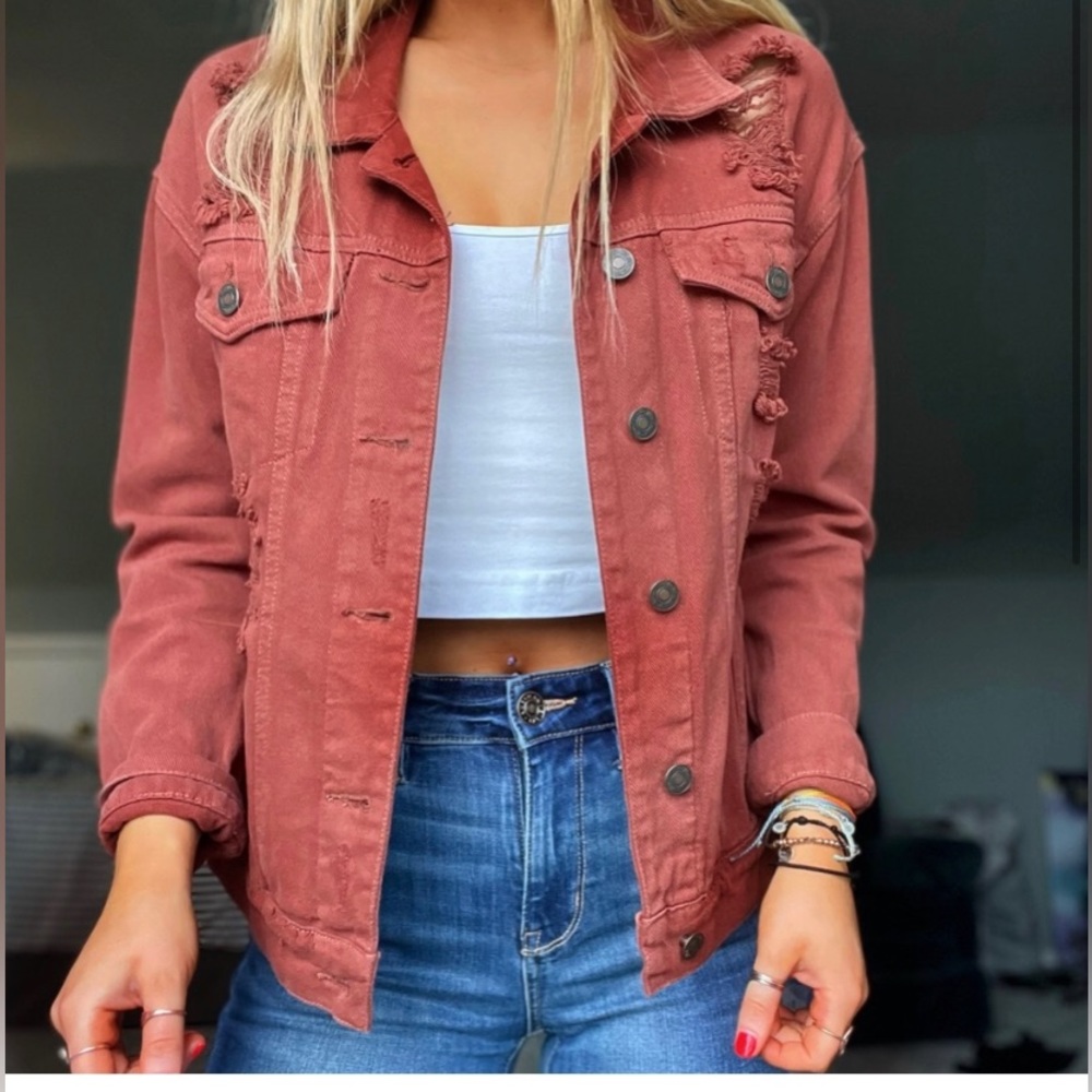 Rust Denim Jacket - Size M